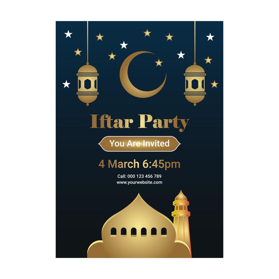 Ramadan Kareem Iftar Party Poster Template vector