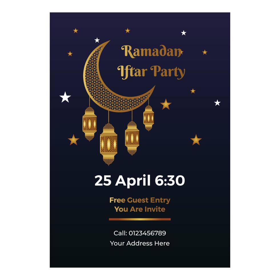 Ramadan Kareem Iftar Party Poster Template vector