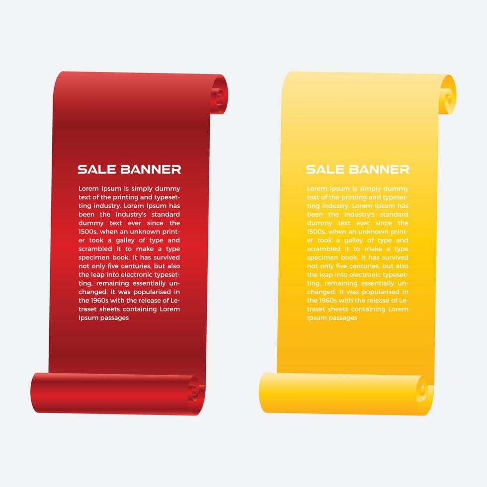 Red and yellow ribbon banner, scroll ribbon. Sale Banner. vector