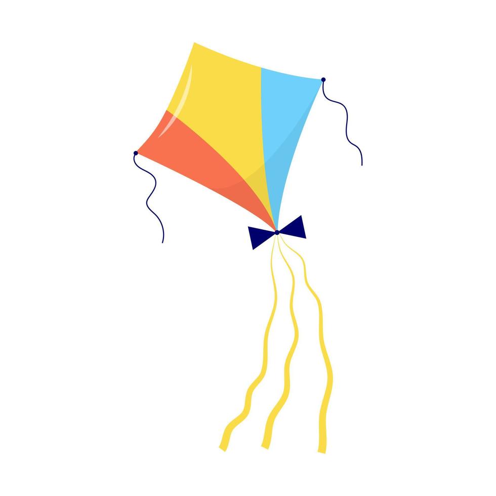 Flying kite-balloon on white background.  Outdoor summer activity toy. Festival symbol. vector