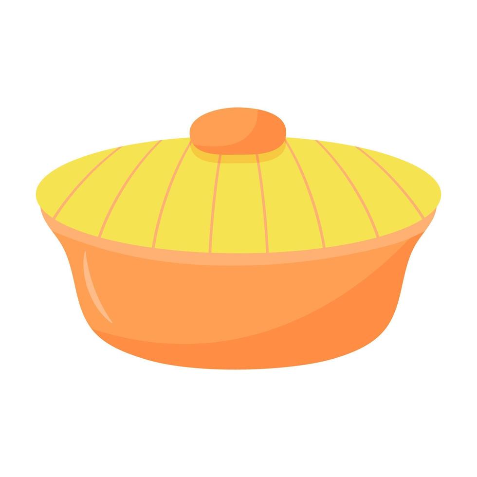 cacerola de cerámica en patrón de lunares. utensilios de cocina y vajilla. vector