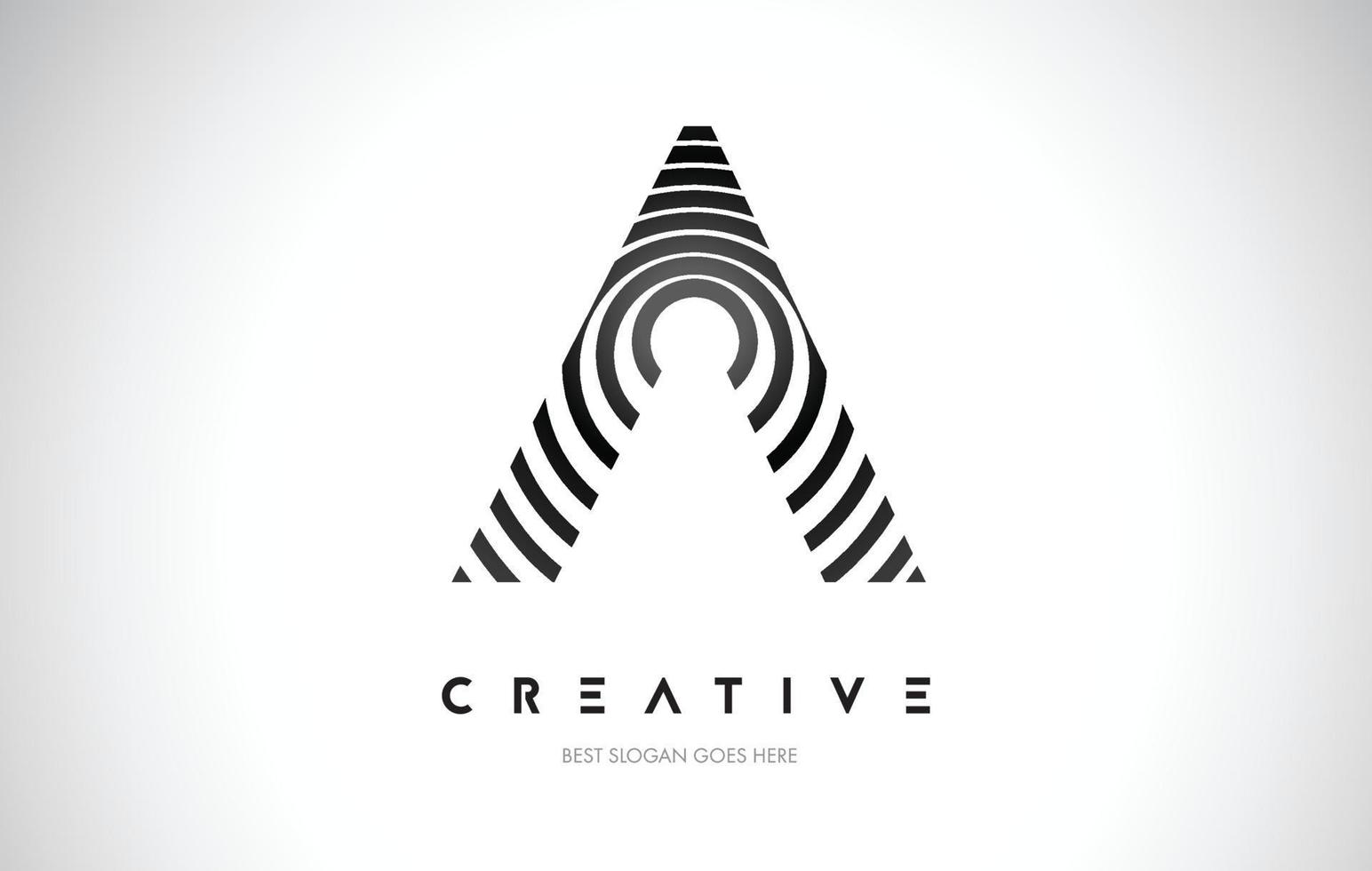 A Lines Warp Logo Design. Letter Icon Made with Black Circular Lines. vector