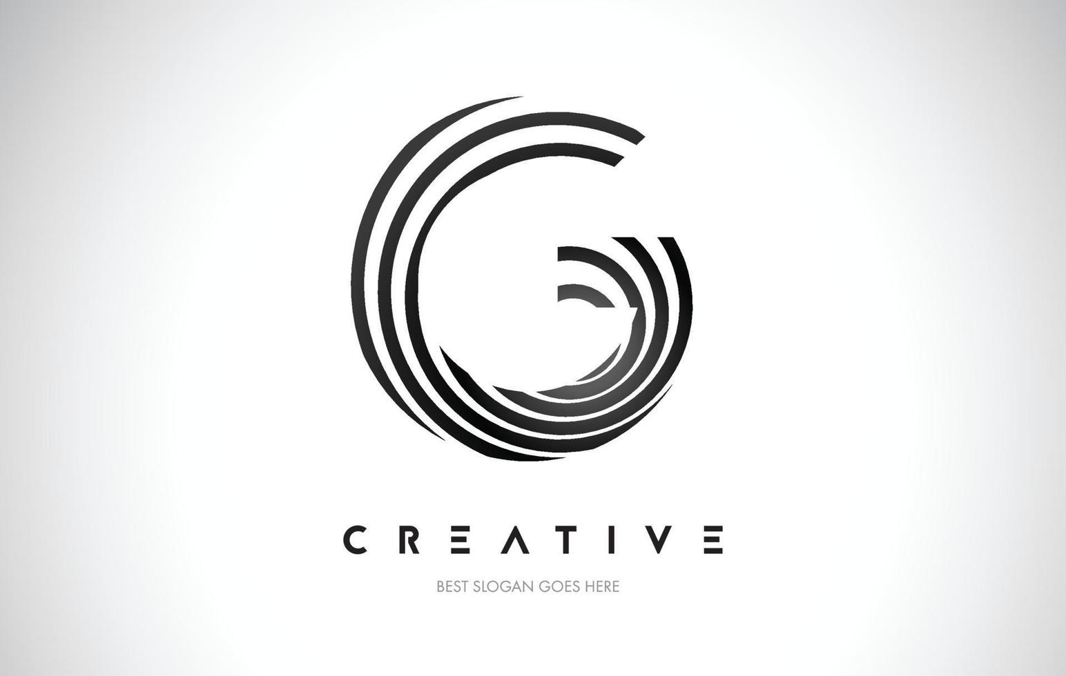 G Lines Warp Logo Design. Letter Icon Made with Black Circular Lines. vector