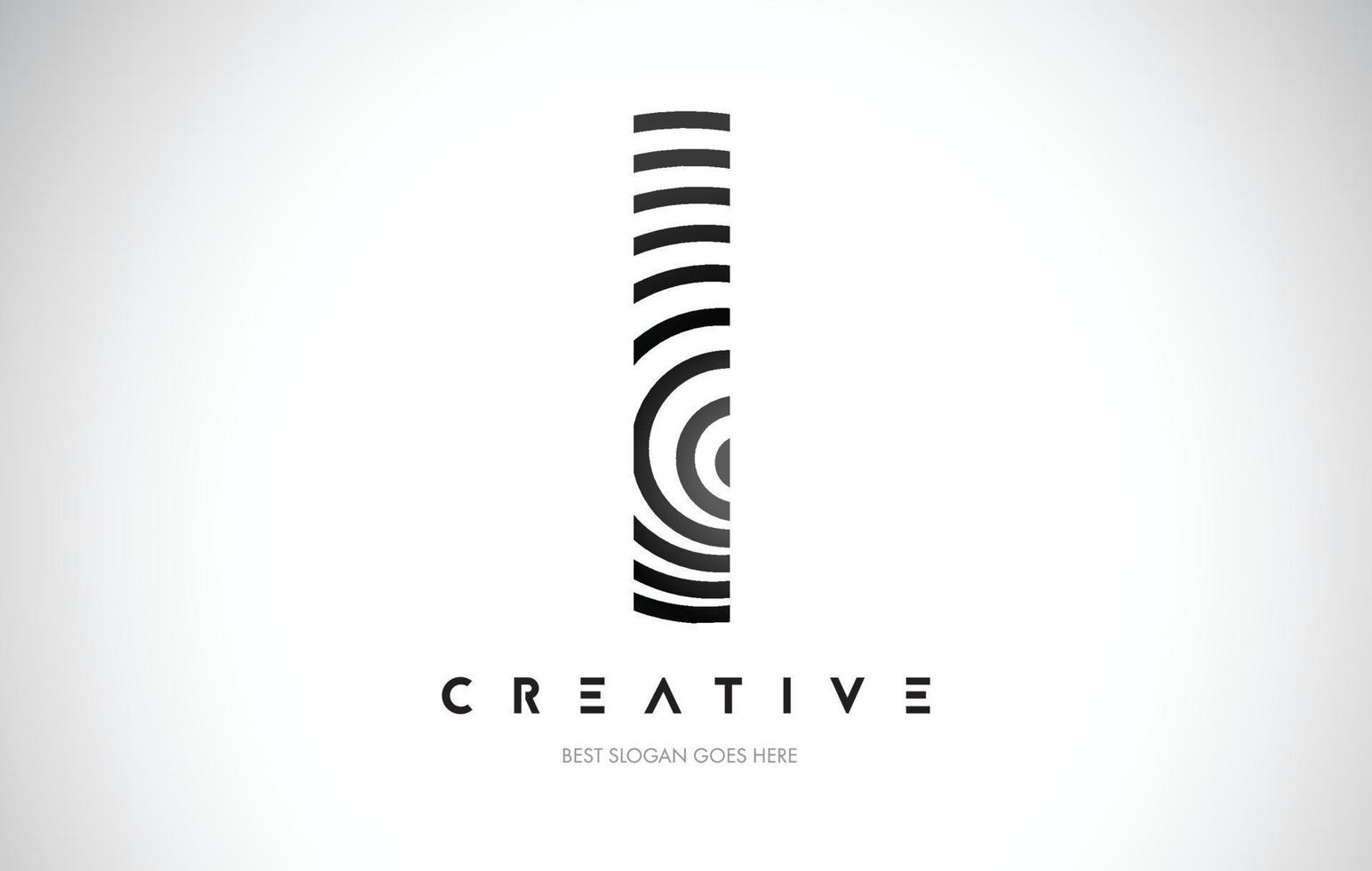 I Lines Warp Logo Design. Letter Icon Made with Black Circular Lines. vector