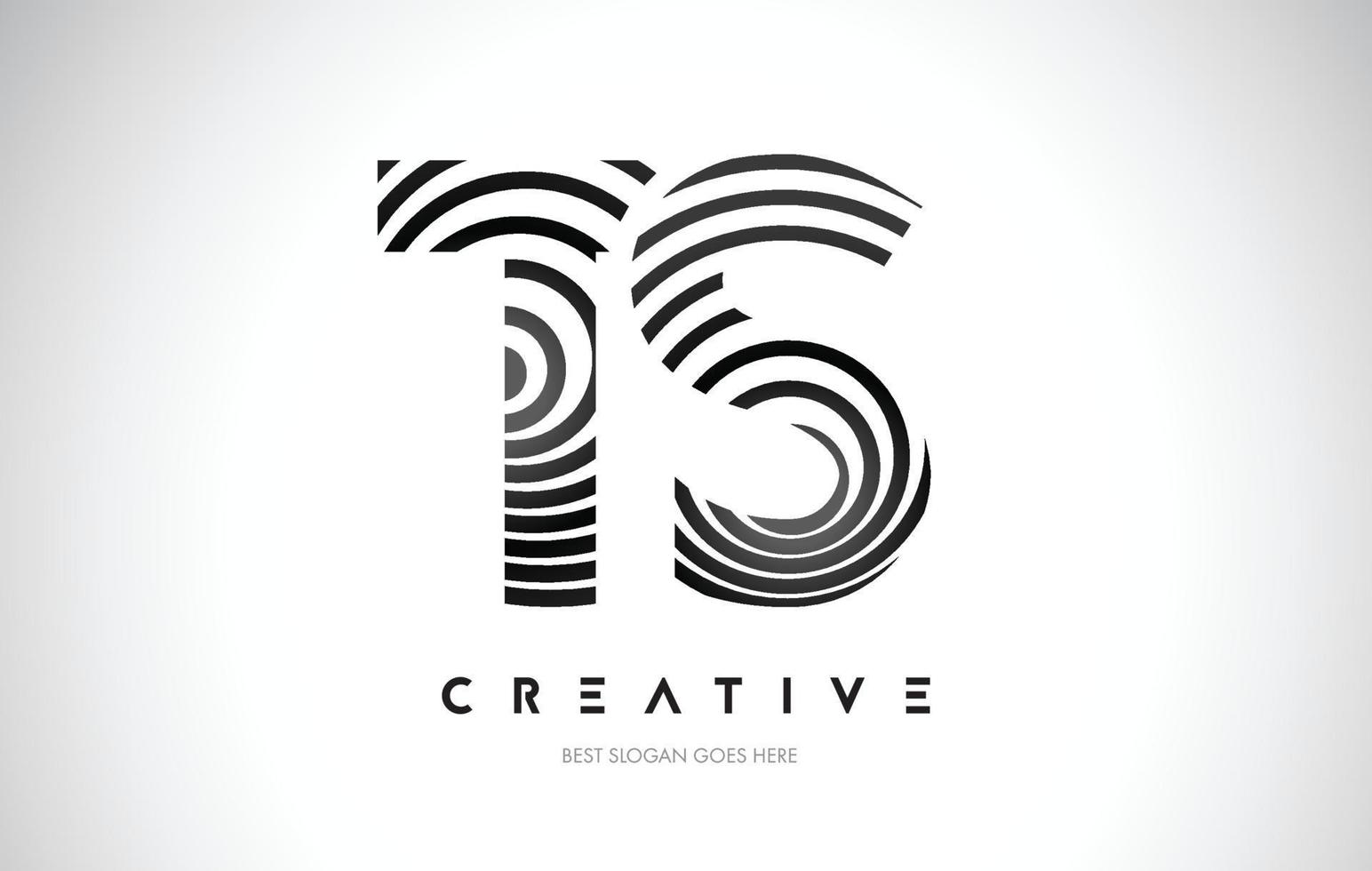 TS Lines Warp Logo Design. Letter Icon Made with Black Circular Lines. vector