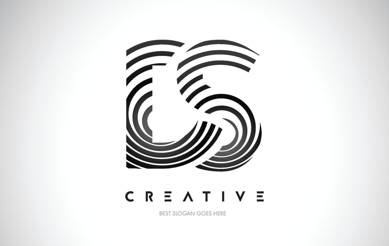 DS Lines Warp Logo Design. Letter Icon Made with Black Circular Lines. vector