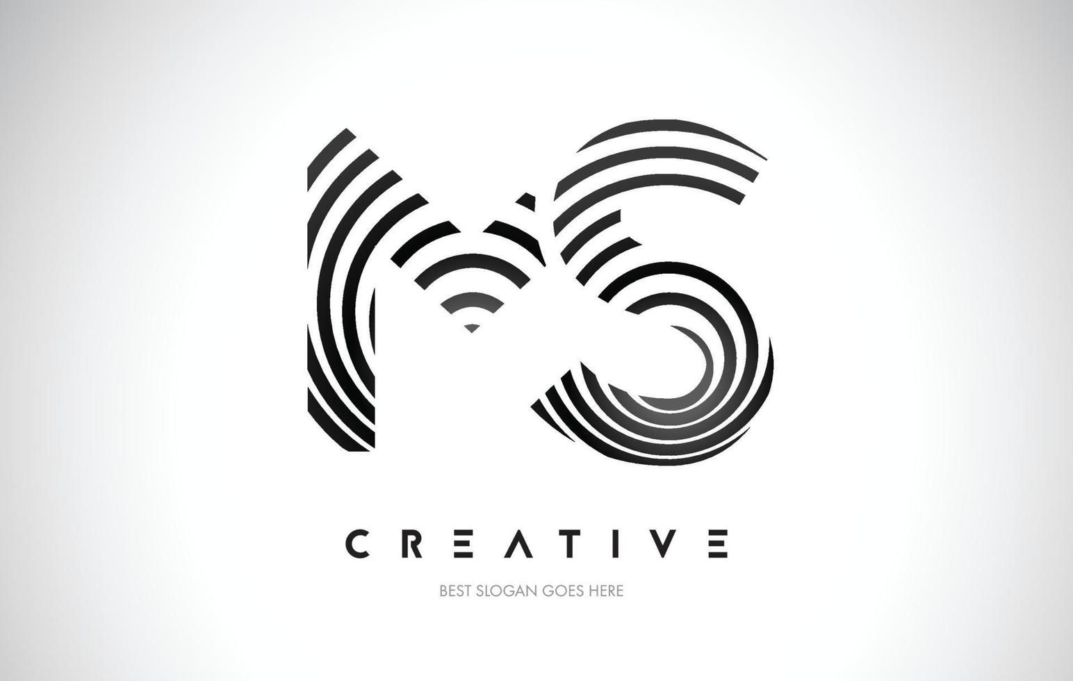 MS Lines Warp Logo Design. Letter Icon Made with Black Circular Lines. vector