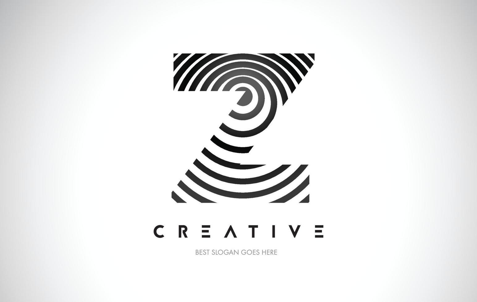 Z Lines Warp Logo Design. Letter Icon Made with Black Circular Lines. vector