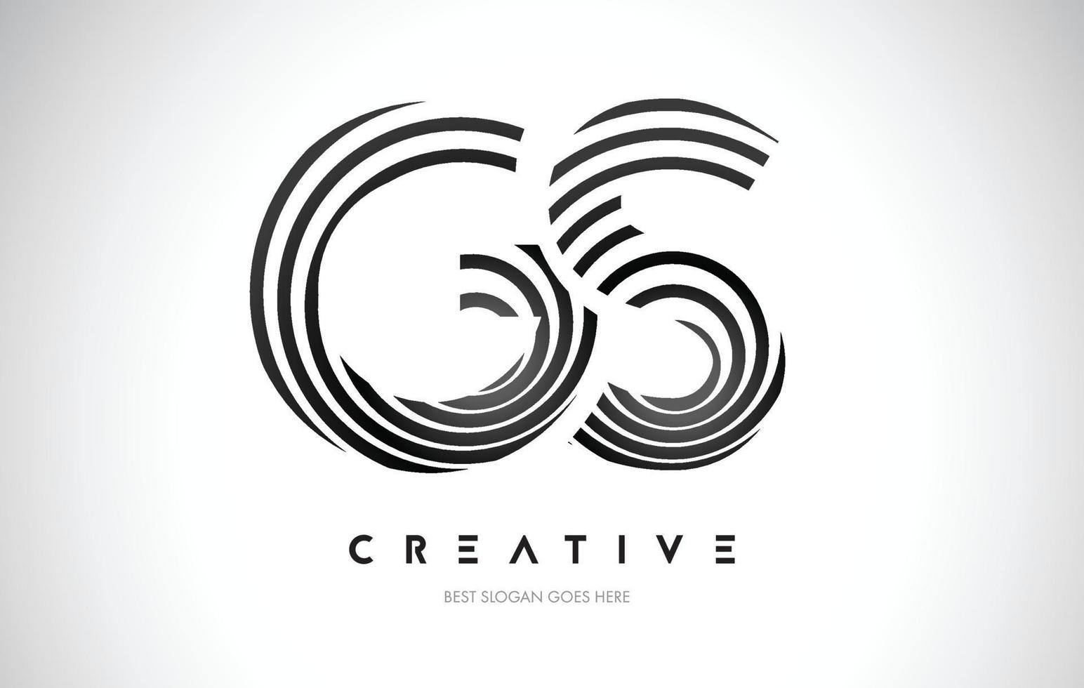 GS Lines Warp Logo Design. Letter Icon Made with Black Circular Lines. vector