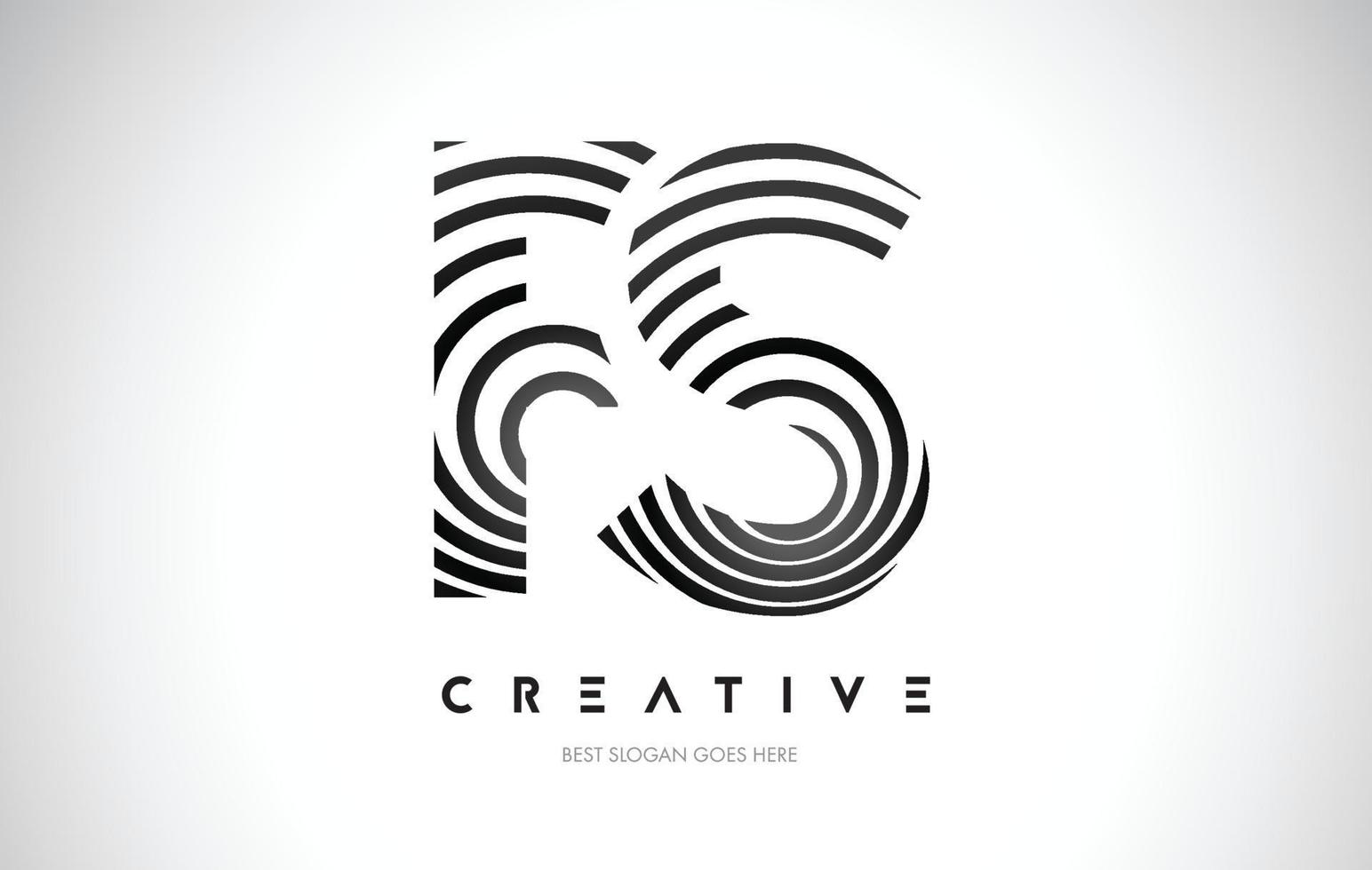 FS Lines Warp Logo Design. Letter Icon Made with Black Circular Lines. vector