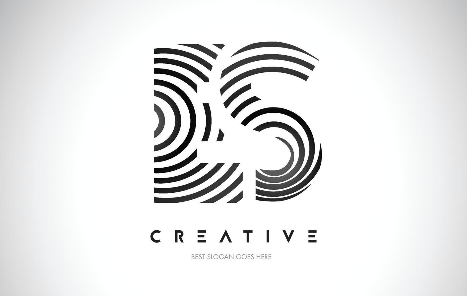 ES Lines Warp Logo Design. Letter Icon Made with Black Circular Lines. vector