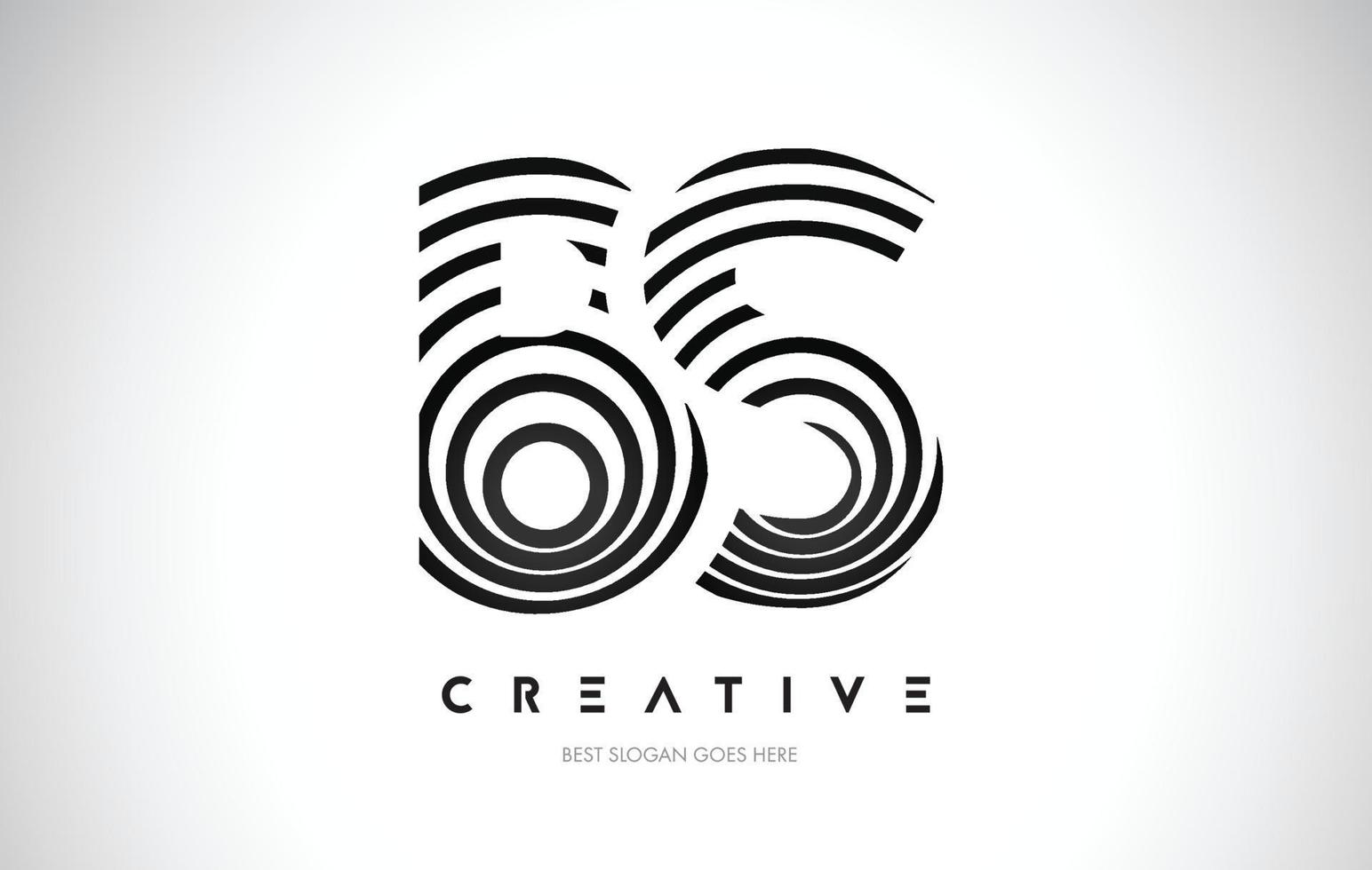 BS Lines Warp Logo Design. Letter Icon Made with Black Circular Lines. vector