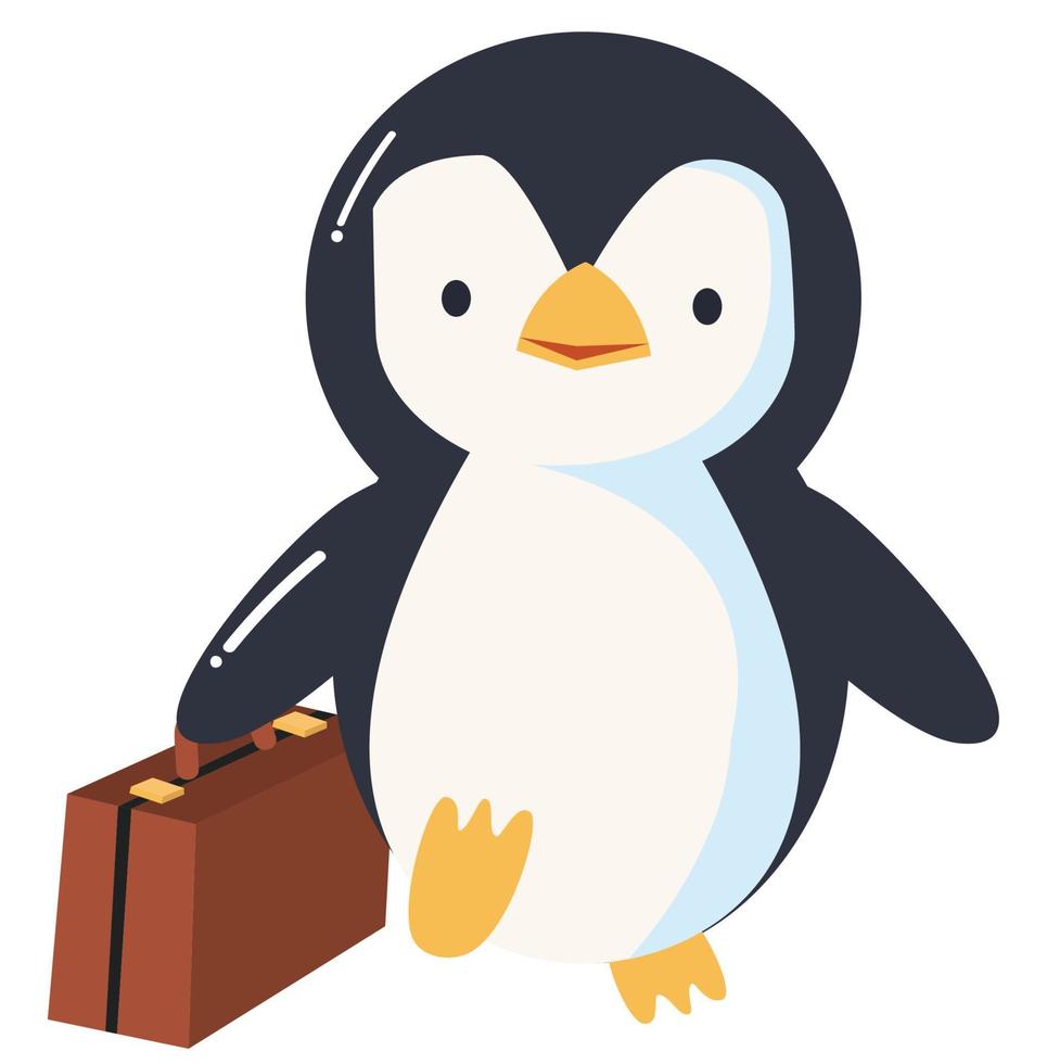 Cute Cartoon penguin with office bag vector
