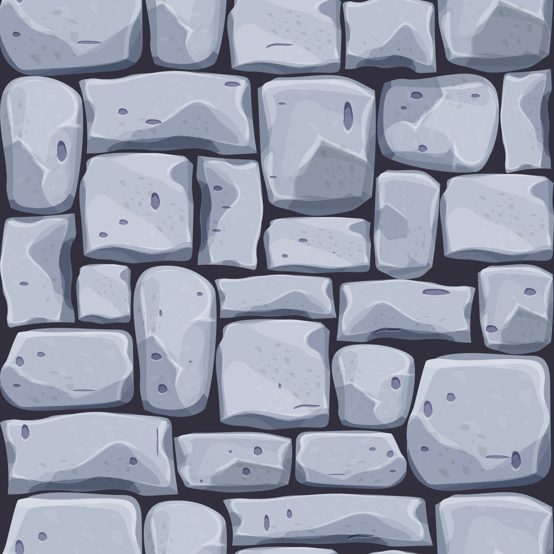 Stone wall from bricks, rock, game background in cartoon style