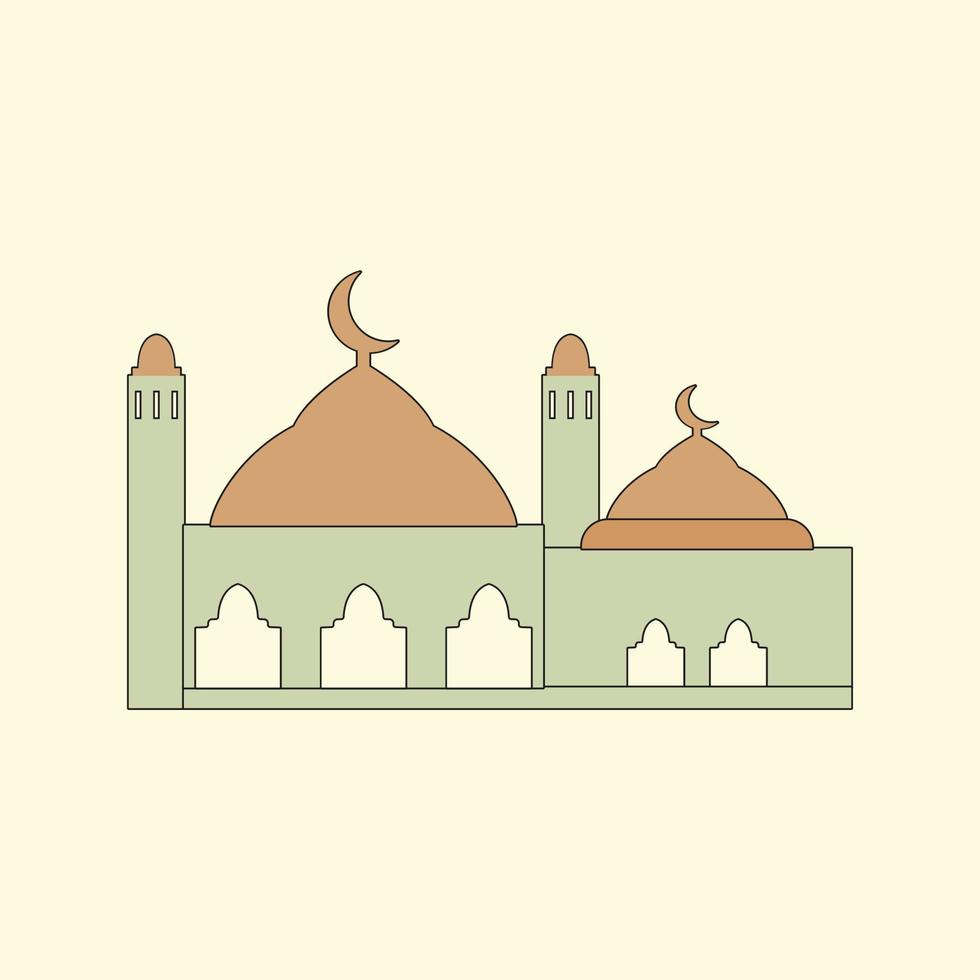 ilustración plana del edificio de la mezquita islámica vector