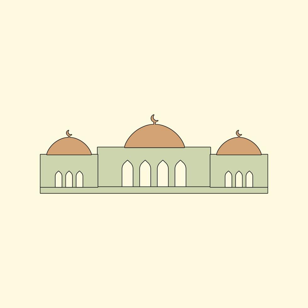 Islamic mosque building flat illustration vector