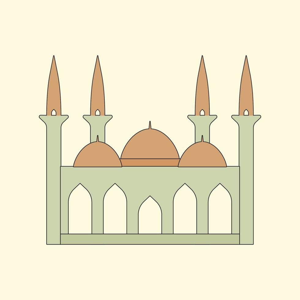 Islamic mosque building flat illustration vector