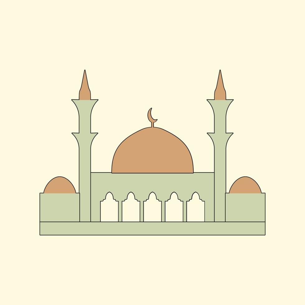 Islamic mosque building flat illustration vector