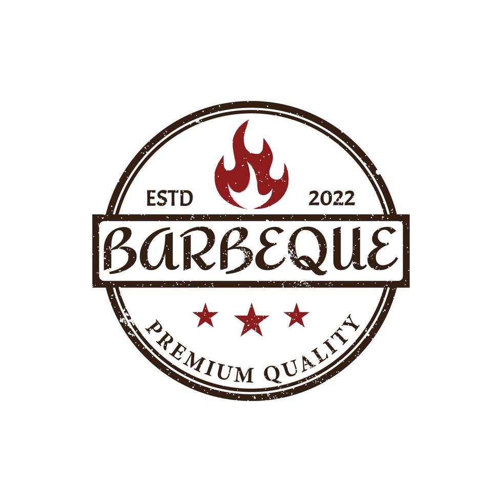 parrilla de barbacoa rústica retro vintage, barbacoa, vector de diseño de logotipo de sello de etiqueta de barbacoa