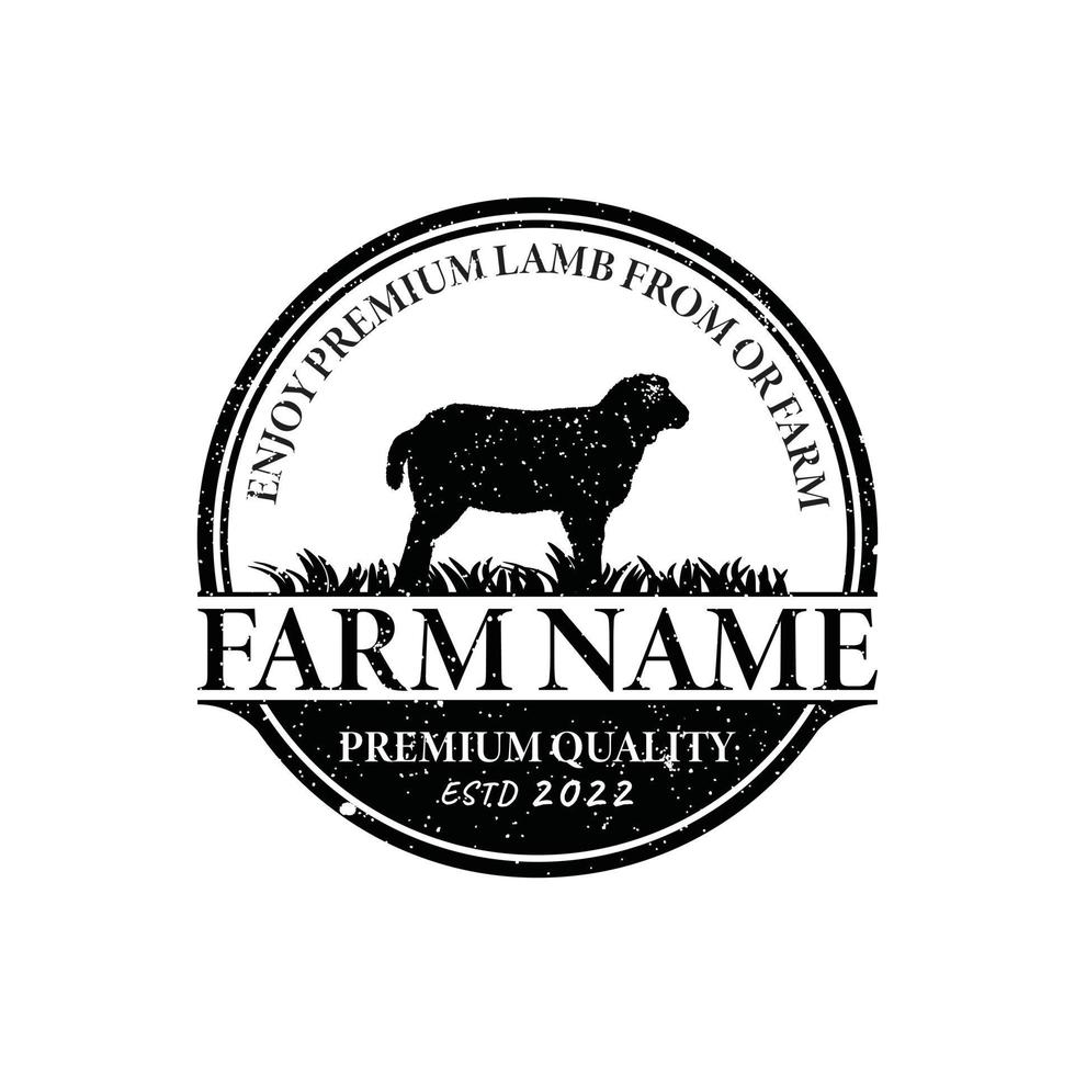 Retro Vintage Farm Cattle Angus Livestock Lamb Emblem Label logo design vector