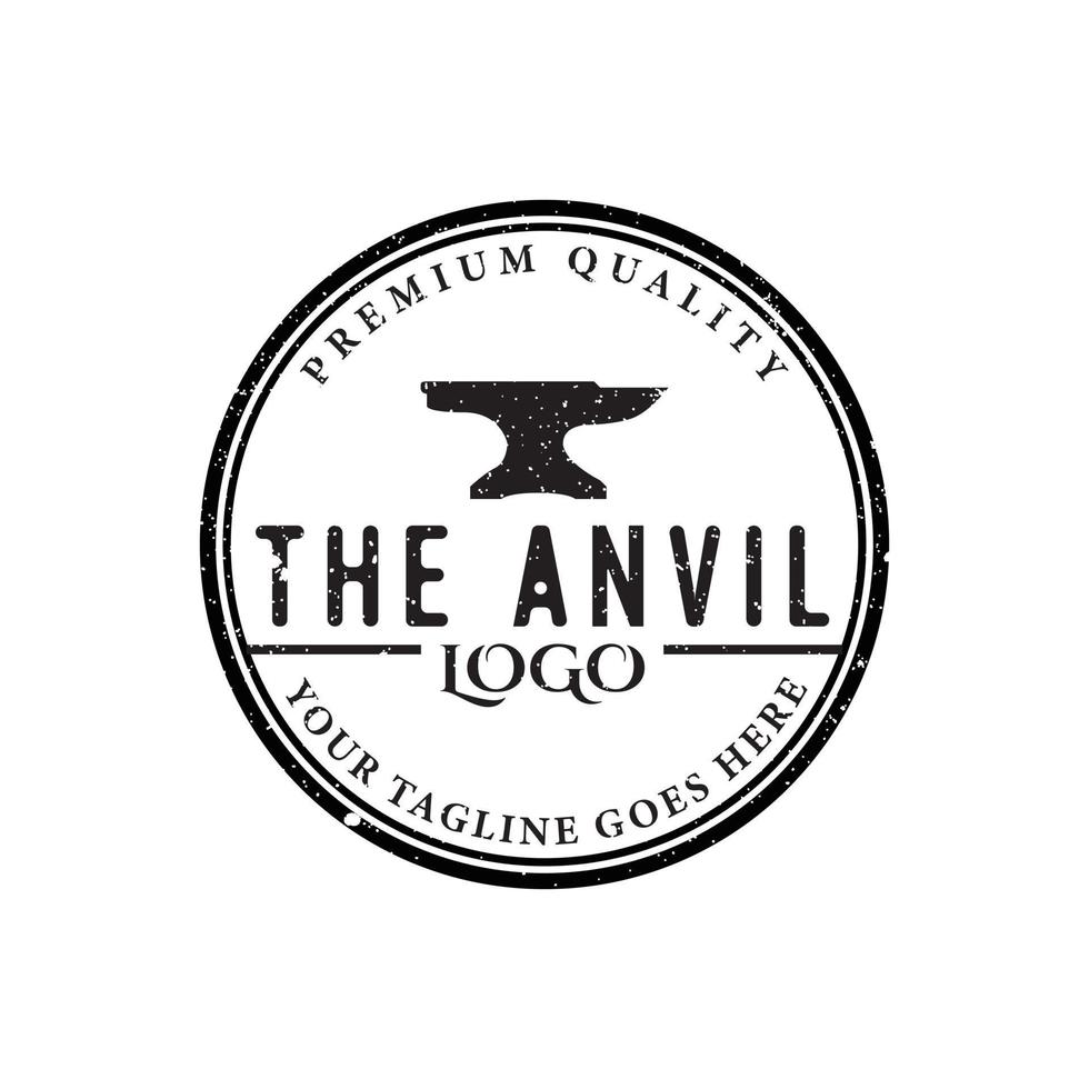 Blacksmith Iron Anvil Foundry vintage retro logo design vector