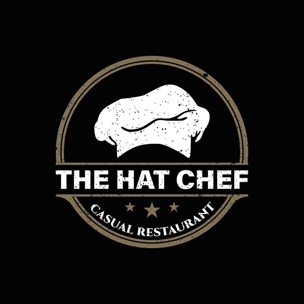 el símbolo del chef del sombrero para el restaurante cafetería bar diseño clásico del logotipo vintage vector