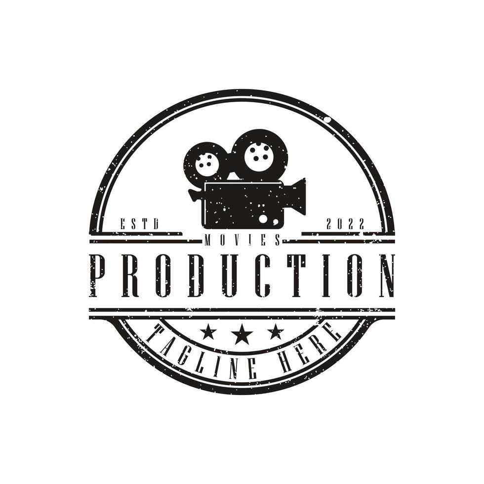 diseño de logotipo de cámara de video vintage para producción de películas o cine vector