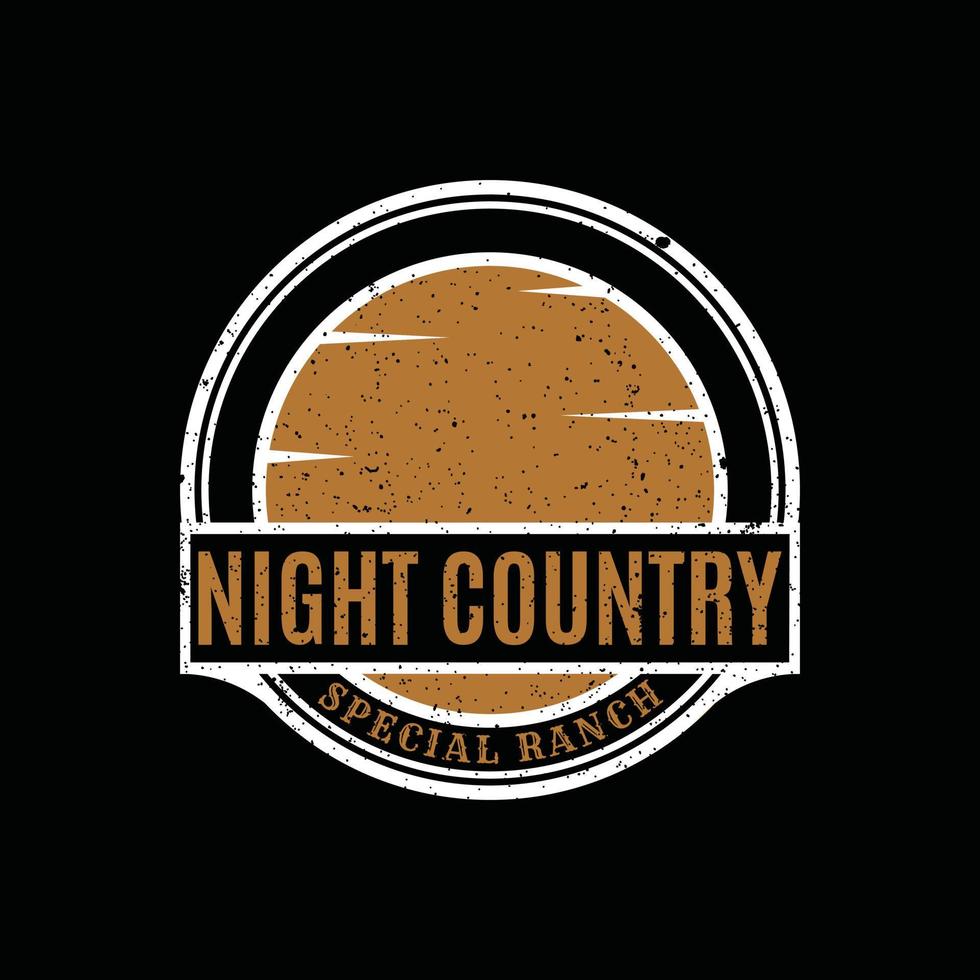 Vintage Lettering Night Country in the silhouette of moon, sun, or sunset logo design inspiration vector