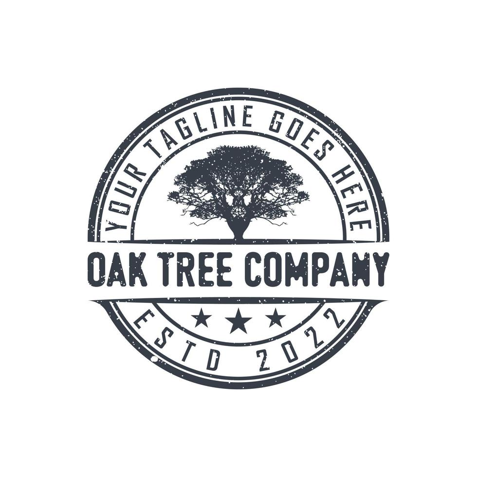 Oak Maple Tree service. Residential landscape vintage logo design vector