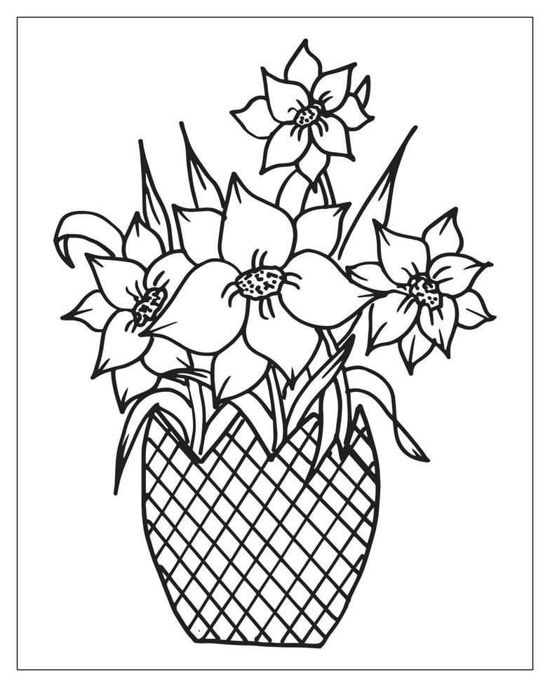 página para colorear flores. diseño de contorno de flores. dibujo de arte lineal. vector