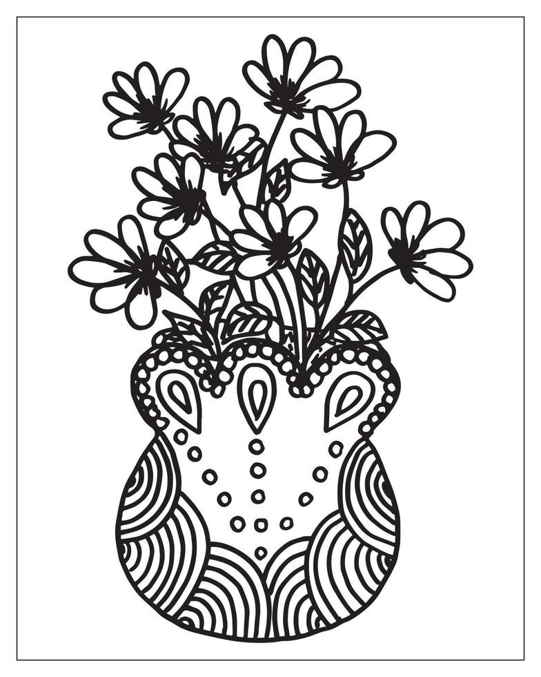 página para colorear flores. diseño de contorno de flores. dibujo de arte lineal. vector