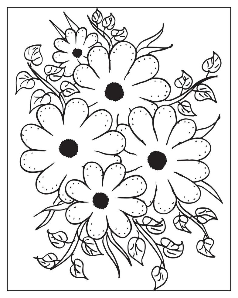 flower Coloring page. flower outline design. line art drawing. vector