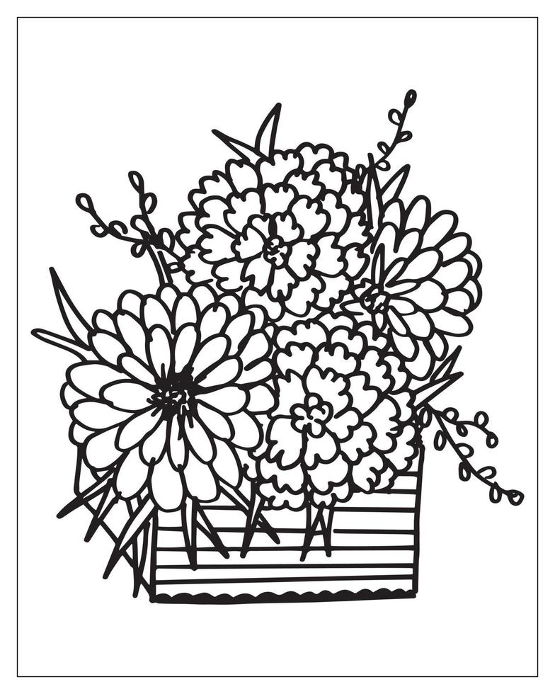 flower Coloring page. flower outline design. line art drawing. vector