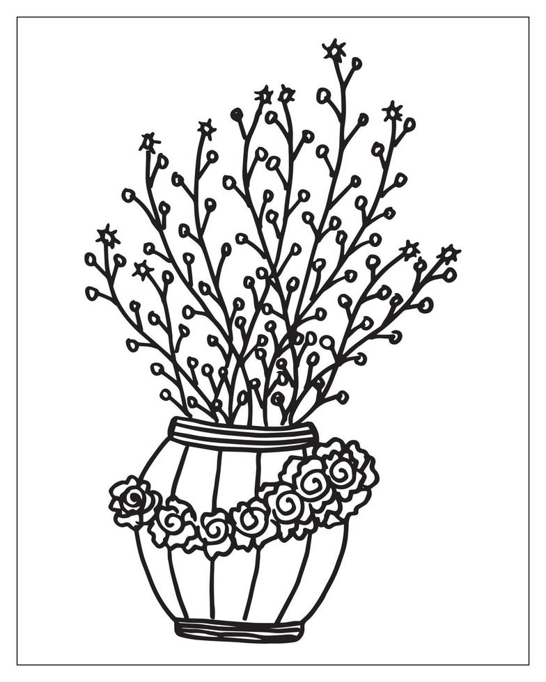 página para colorear flores. diseño de contorno de flores. dibujo de arte lineal. vector