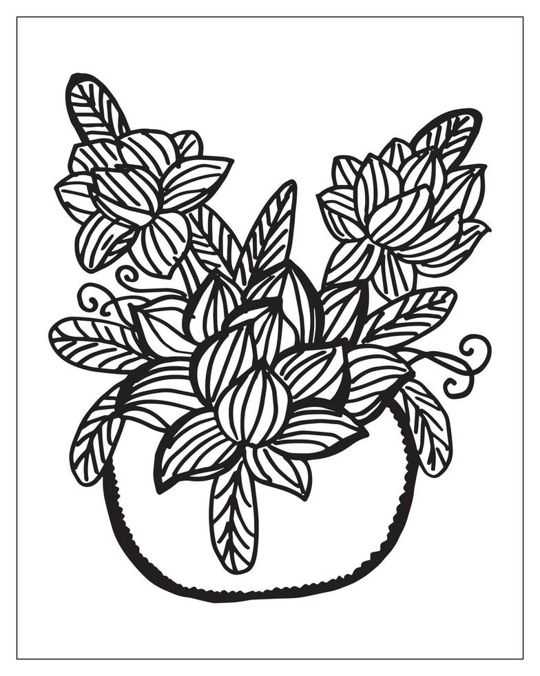 flower Coloring page. flower outline design. line art drawing. vector