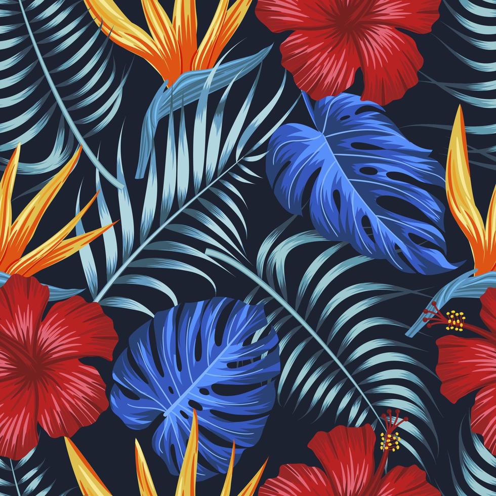 Floral seamless pattern with leaves. tropical background vector