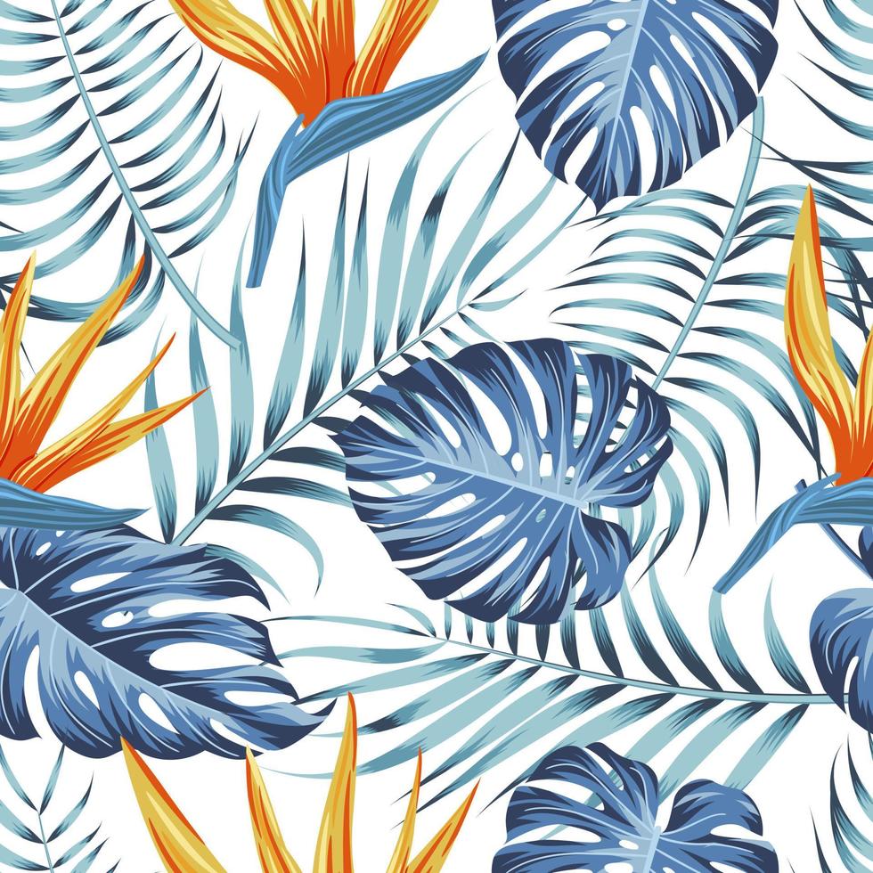 Floral seamless pattern with leaves. tropical background vector