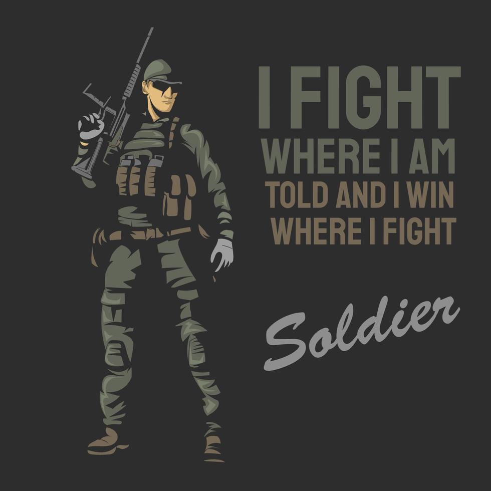 ilustración de cita de soldado vector