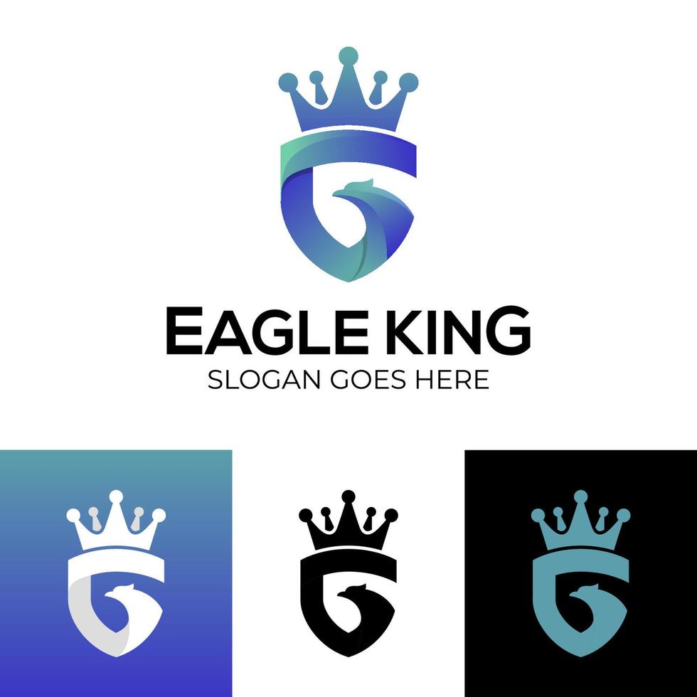 combinación de cabeza de águila en forma de letra g abstracta con icono de escudo y corona para el logotipo de su marca vector