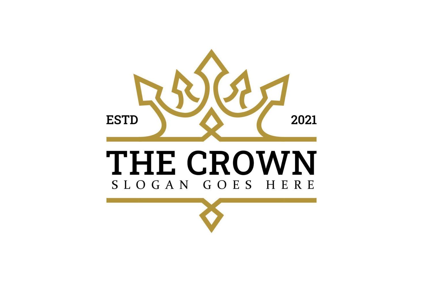 corona real lujosa y elegante con el concepto de icono de flecha para la plantilla del logotipo del rey vector
