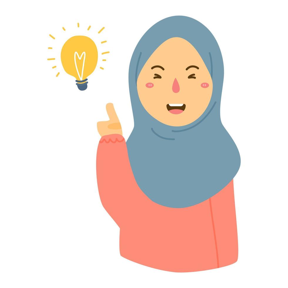 woman hijab with bright idea vector