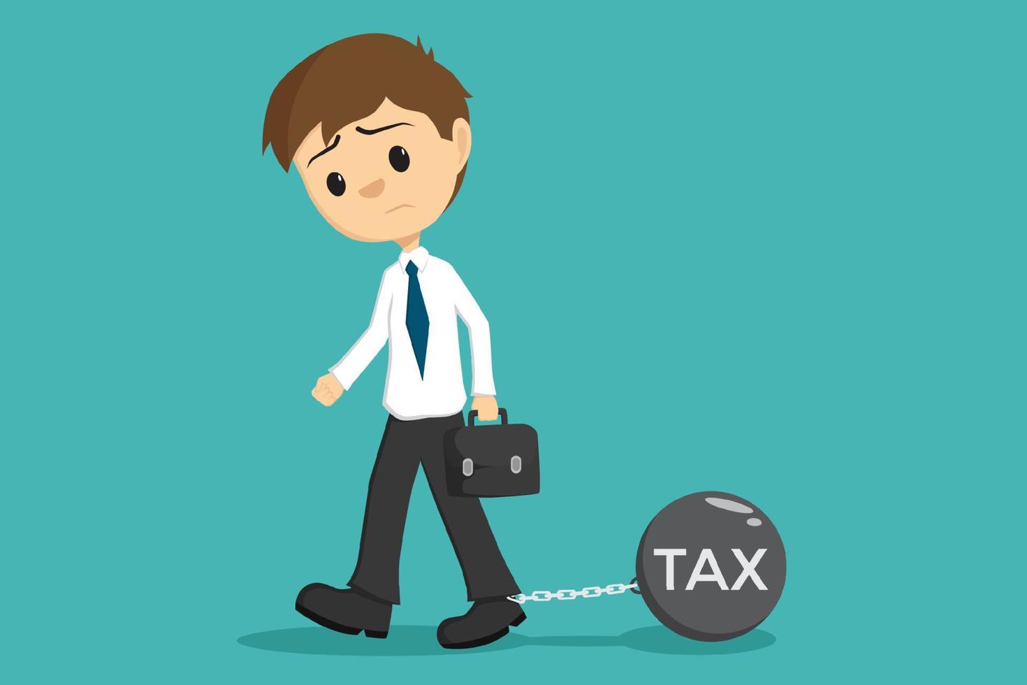 sad businessman with burden tax vector