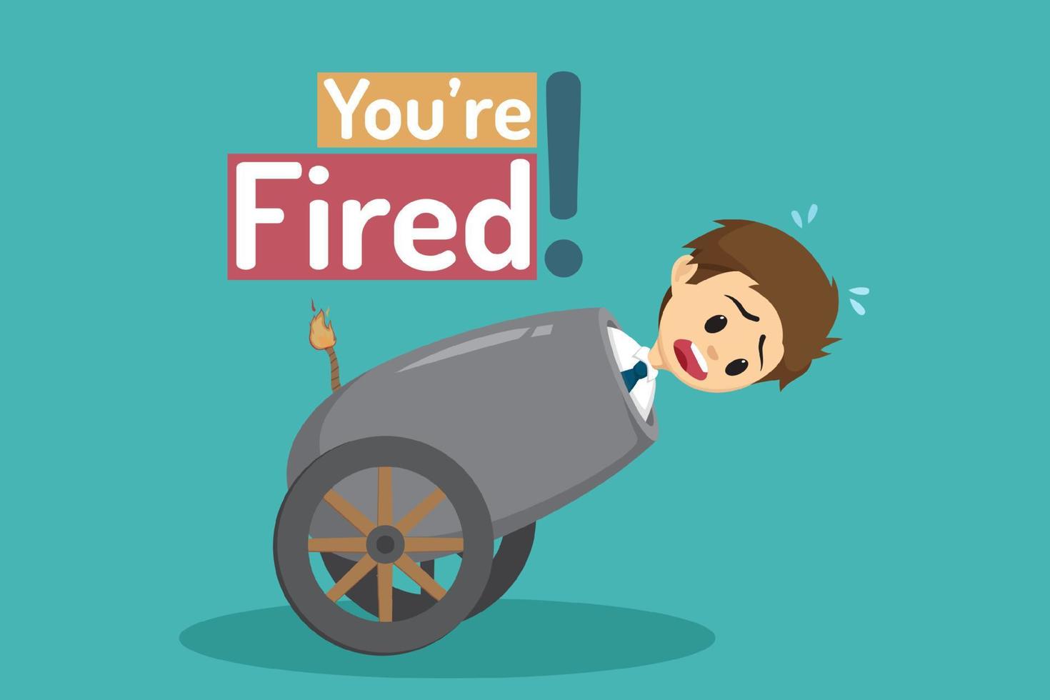 businessman get fired with cannon illustration vector