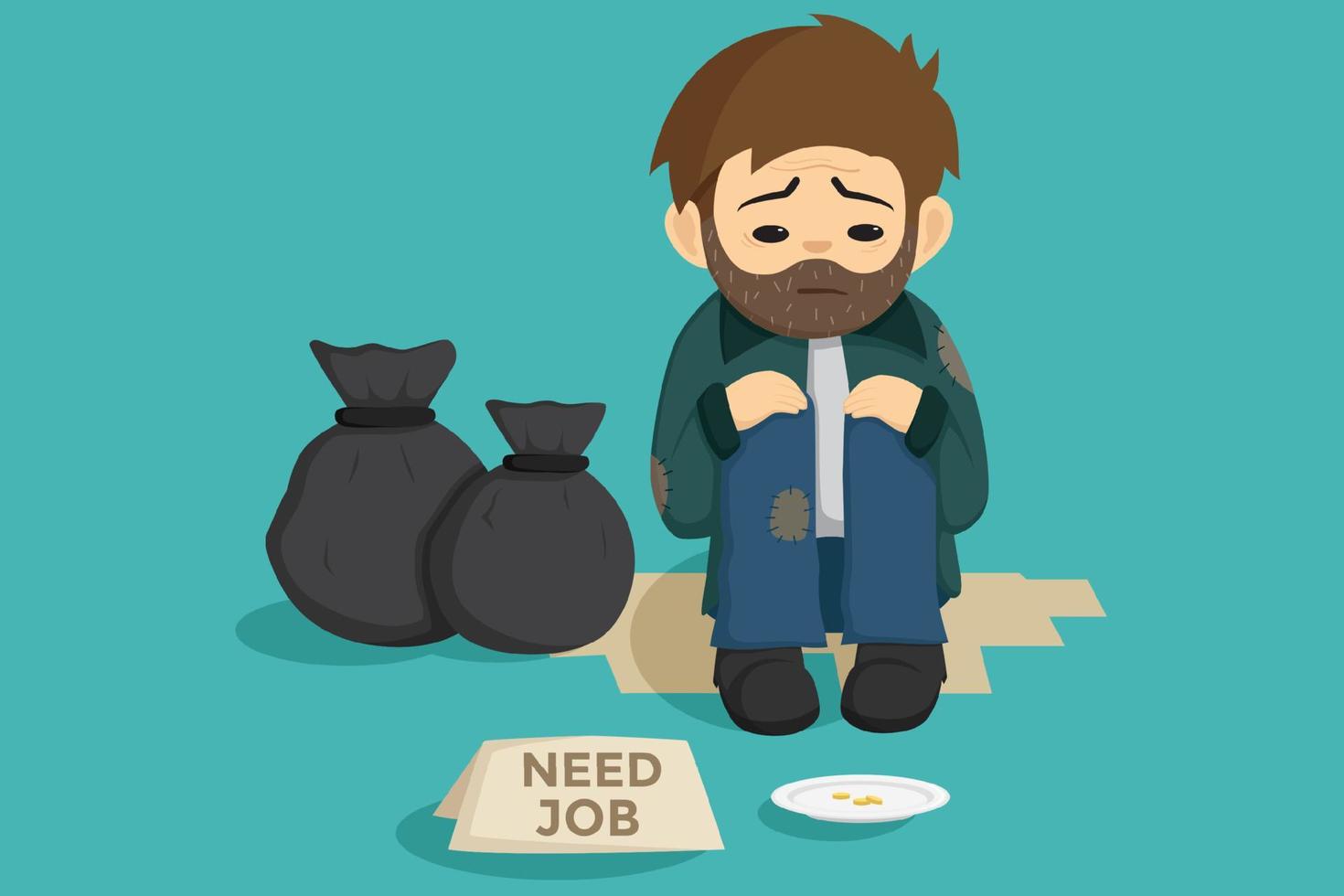 hopeless beggar need job text vector