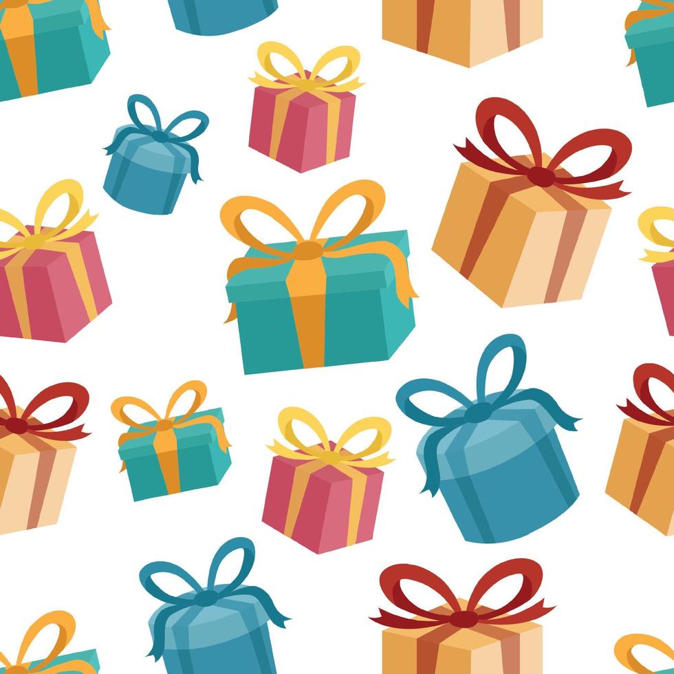 caja de regalo de cumpleaños colorido patrón sin fisuras vector