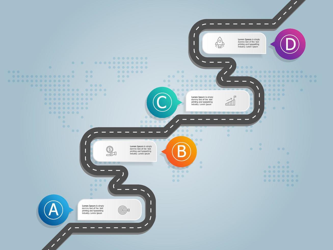 road map timeline infographics elements report presentation vector