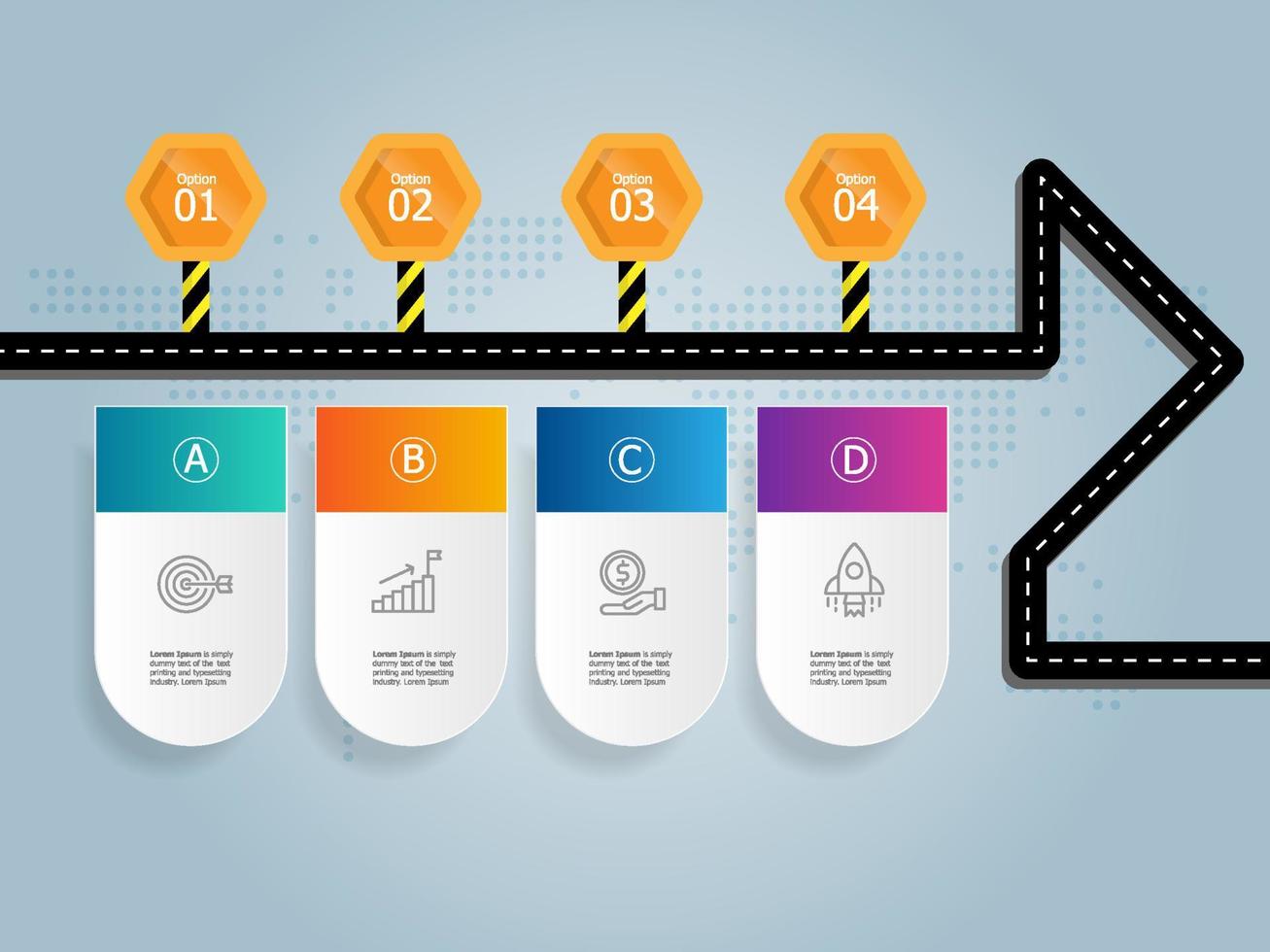 road map timeline infographics elements report presentation vector