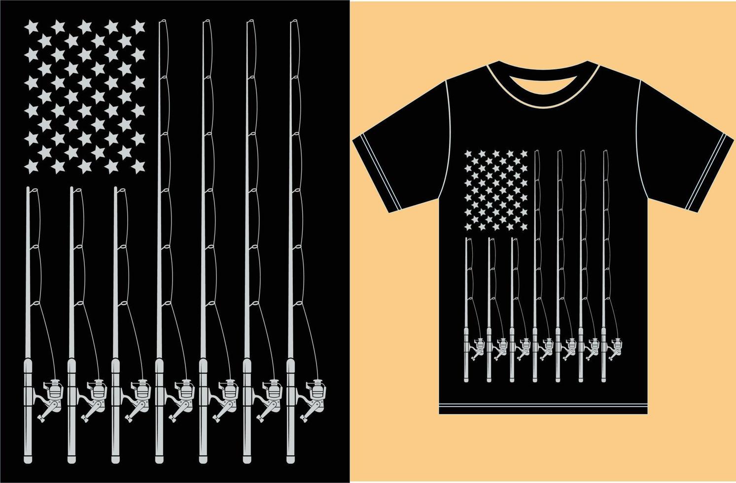 USA Flag With Fishing T-shirt Design. T-shirt gift for fishing lovers. American Flag Vector Fishing T-shirt.