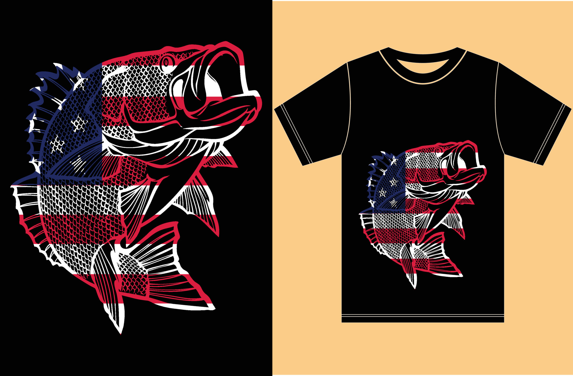 Fishing T-shirt. USA Fishing Flag Gift For Fisherman. Fisher T-Shirt Cool Fishing  Shirts. Vector American Flag Fishing T-shirt. 6332613 Vector Art at Vecteezy