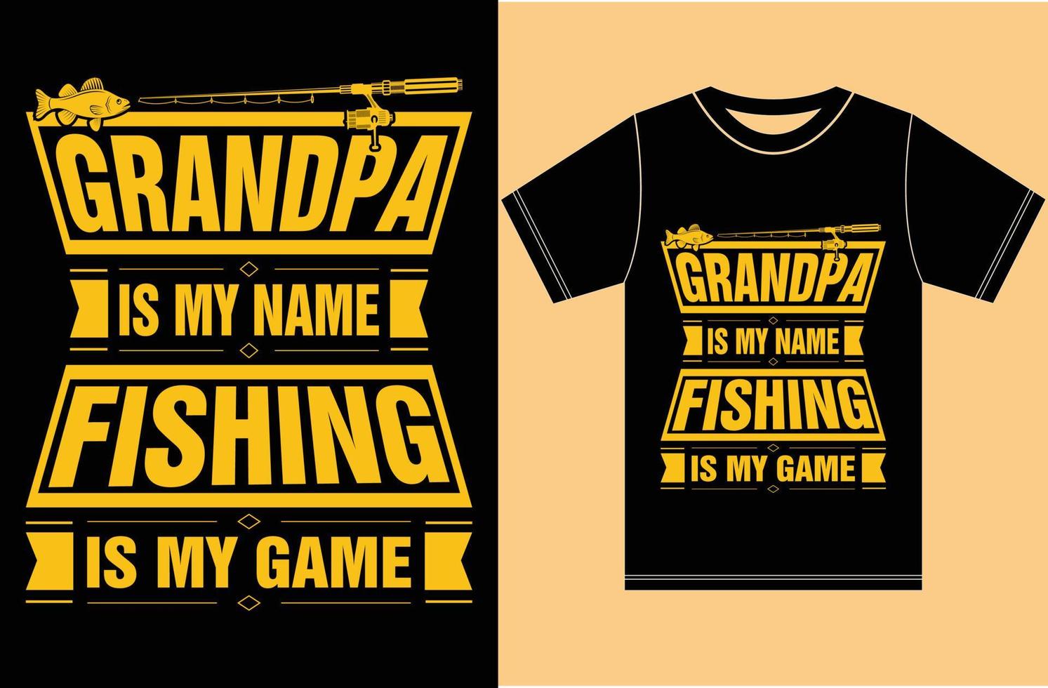 el abuelo es mi nombre, la pesca es mi juego. la camiseta de pesca del abuelo. vector